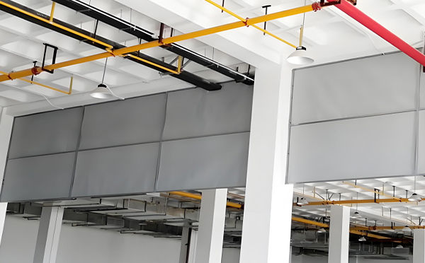 商场防烟分区常闭节点：高昌挡烟垂壁高度与控制器接线图解